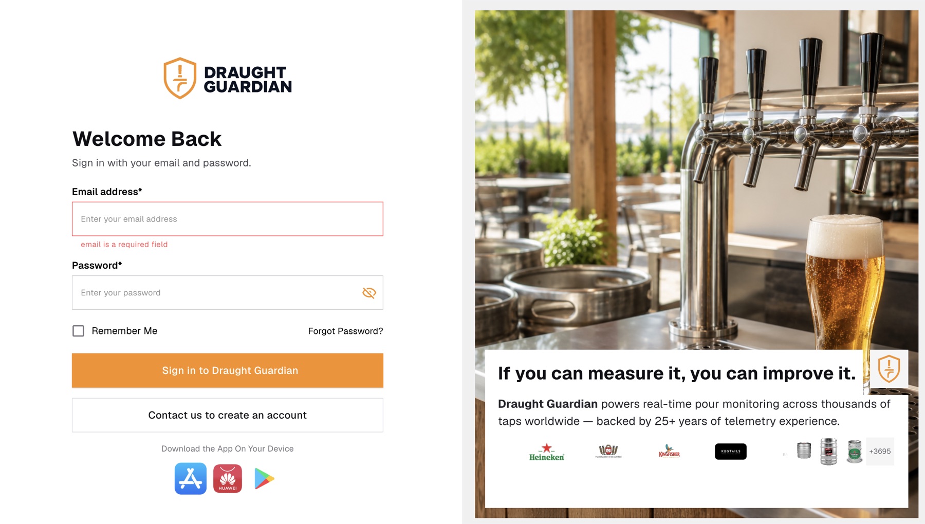 Draught Guardian portal login, redesigned